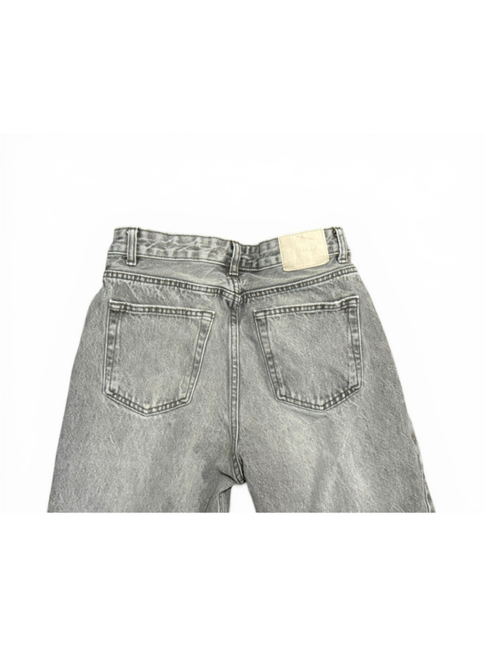 Pull & Bear Women's Acid Wash Gray Straight Leg Raw Hem High Rise Sz 2 - Picture 8 of 10